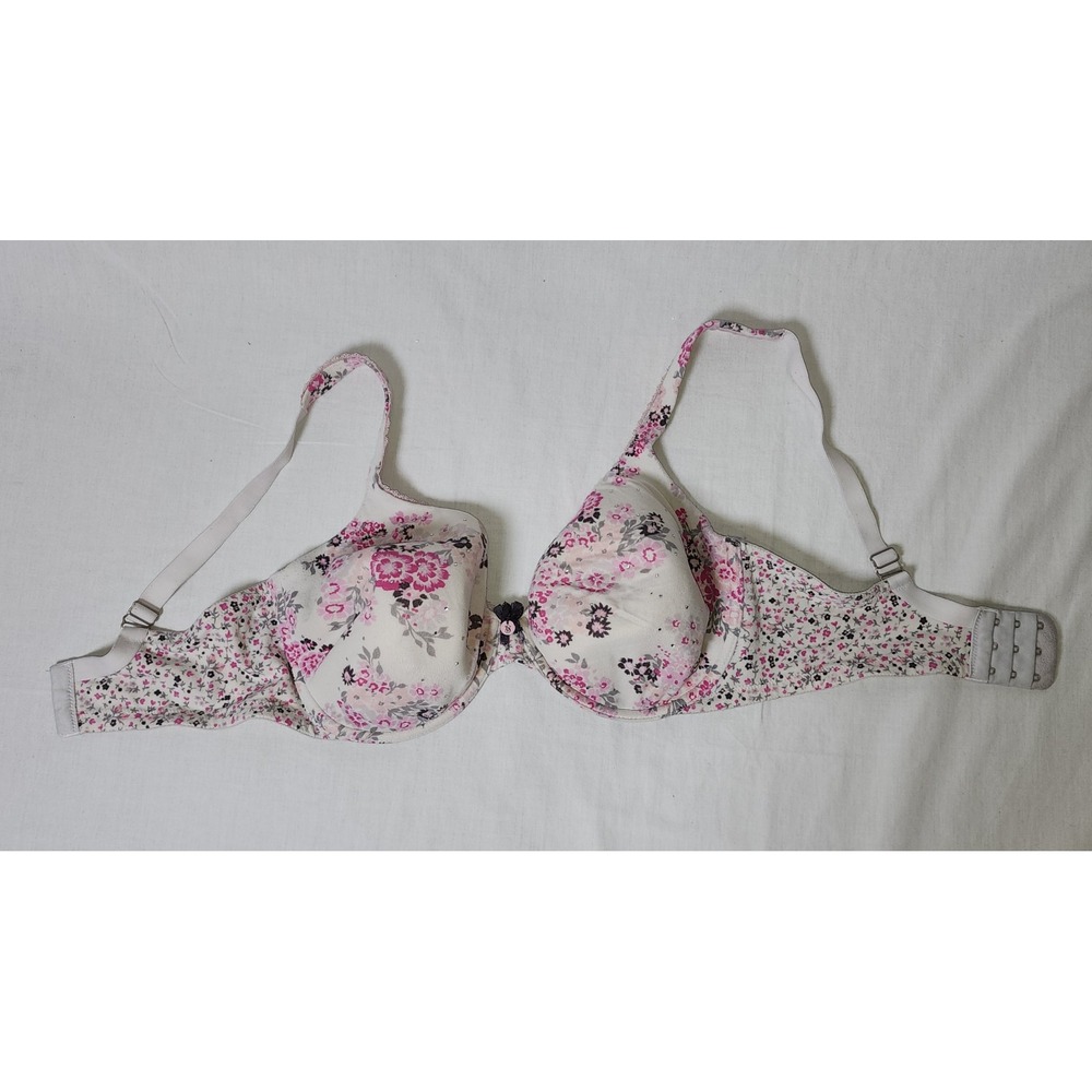 Victoria's Secret Demi Bra Floral Lined Underwire Full Coverage 36DD Black Bow